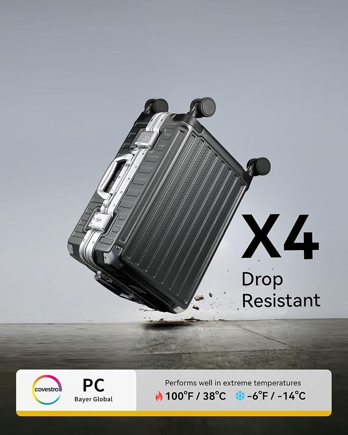 LUGGEX Checked Luggage with Spinner Wheels, 24 Inch Aluminum Frame Zipperless - Image 6