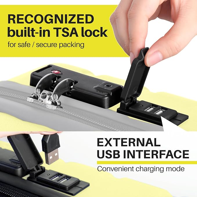 AnyZip Suitcase Hardside PC ABS Lightweight USB Luggage - Image 2