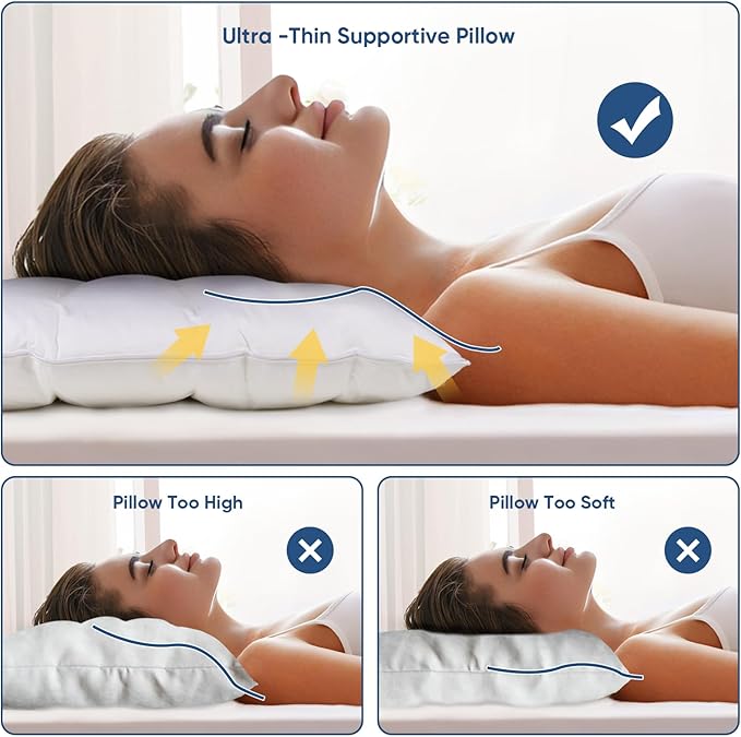 MINUPWELL 2 Packs Ultra Flat Pillows - Image 5