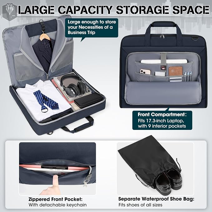 RAINSMORE Garment Bags for Travel Carry On Garment Bag for Hanging Clothes - Image 3