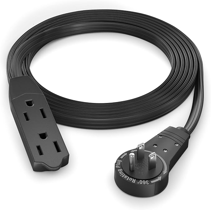 Maximm Cable 6 Ft 360° Rotating Flat Plug Extension Cord/Wire, 16 AWG Multi 3 by MaximmCable