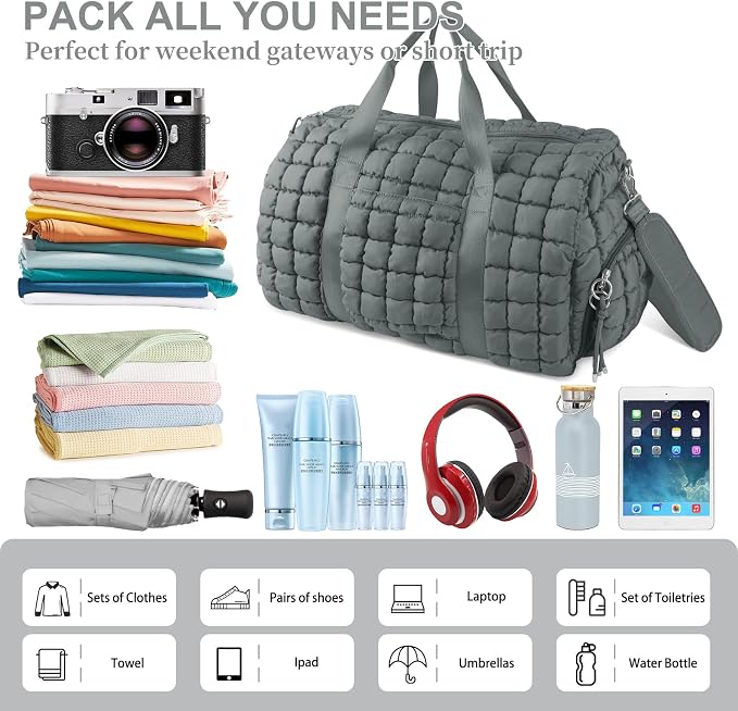 Quilted Travel Duffle Bag Gym Bag - Image 6