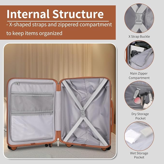 5-Piece Luggage Set, Lightweight ABS+PC Hard Shell Suitcase - Image 5