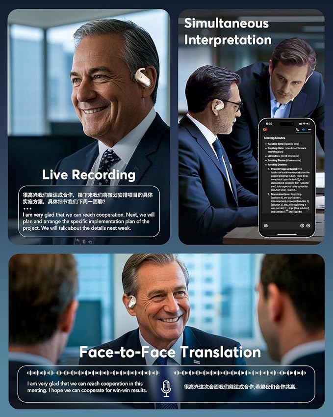 AI Translator Earbuds Real-Time 144 Languages & Accents, 3-in-1 Open Ear - Image 4