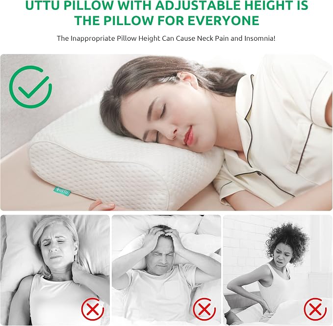 UTTU Cervical Pillow for Neck Strain Relief, Memory Foam Neck Pillow for - Image 2