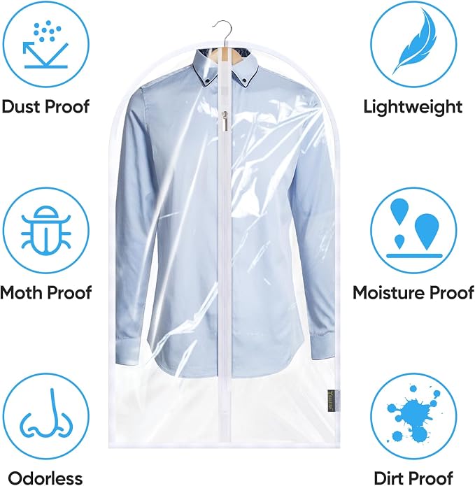 BALEINE 48'' Clear Garment Bags, 12 Packs PEVA Dress Bag - Image 3