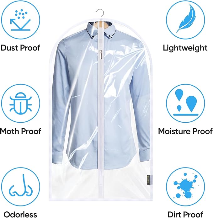 BALEINE 60'' Clear Garment Bags, 6 Packs PEVA Dress Bag - Image 3