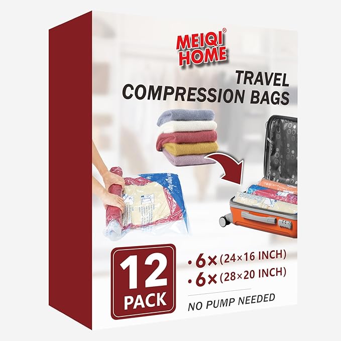 12 Pack Compression Bags for Travel | Vacuum Seal Storage Bags for Luggage & - Image 2