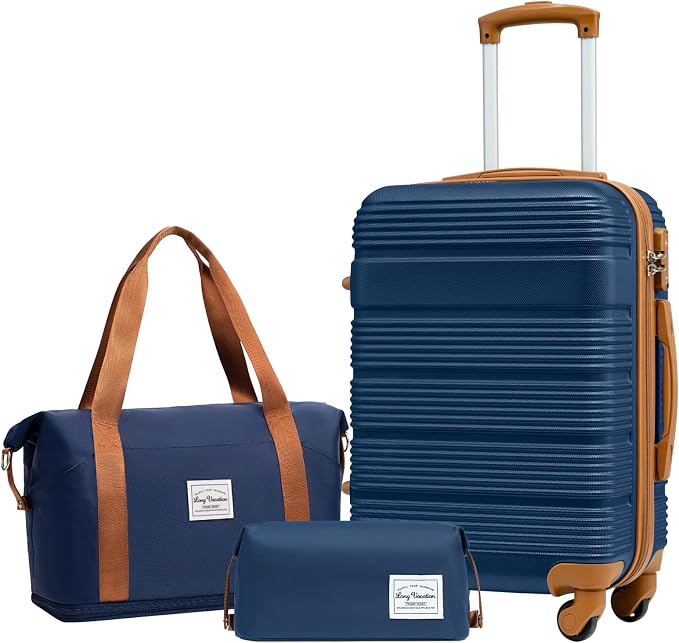 LONG VACATION 3 Piece Carry On Luggage 20 Inch Suitcase by LONG+VACATION