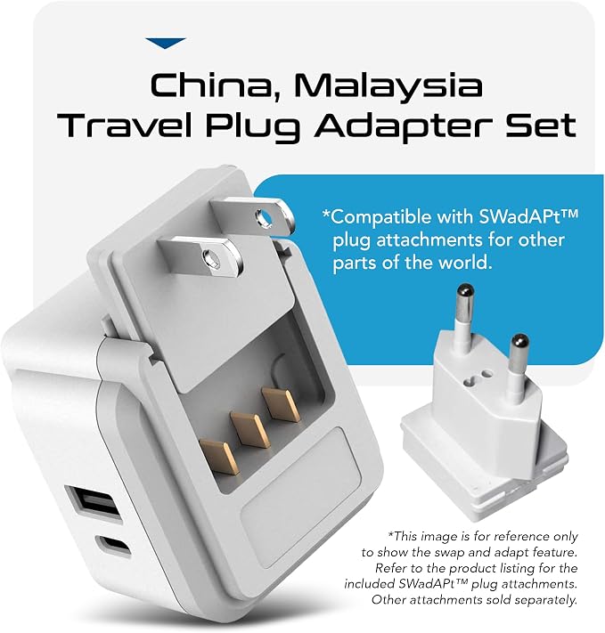 Ceptics China, Malaysia Power Adapter Travel Set, 20W PD & QC, Safe Dual USB & - Image 5