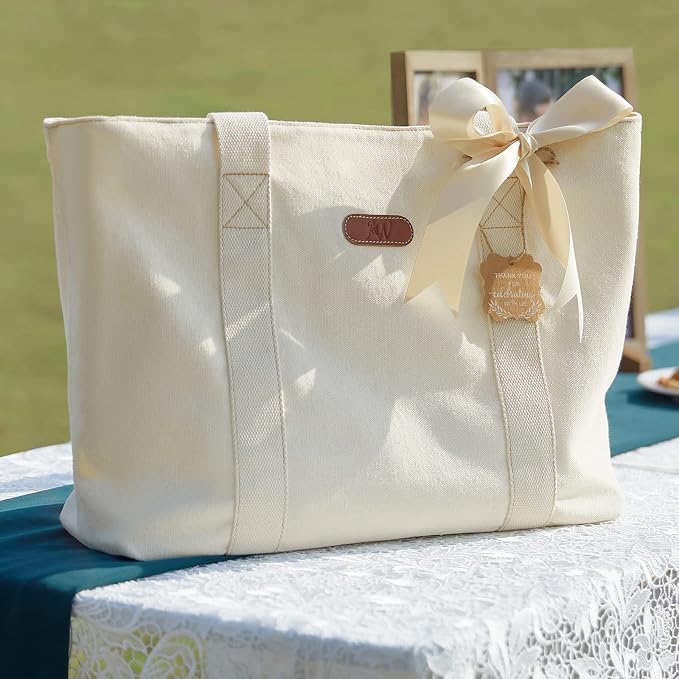 AW BRIDAL Monogram Canvas Tote Bag - Image 8