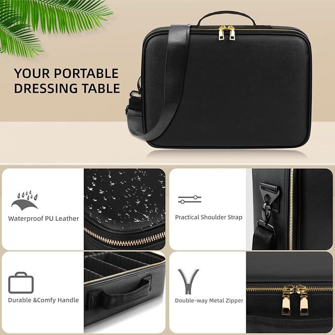 15“×11“Professional Makeup Train Case, Large Waterproof Travel Makeup bag - Image 9