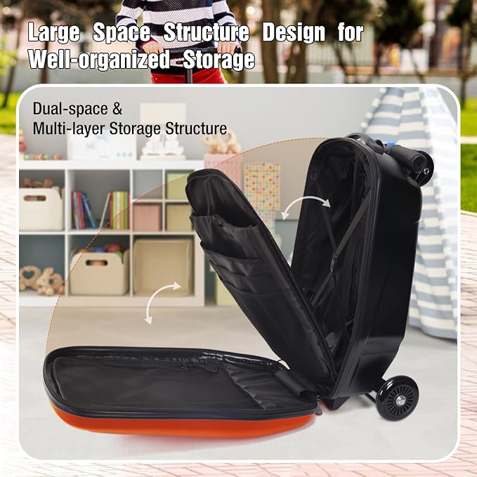 20" Scooter Suitcase for Kids, 2-in-1 Ride On Luggage - Image 4