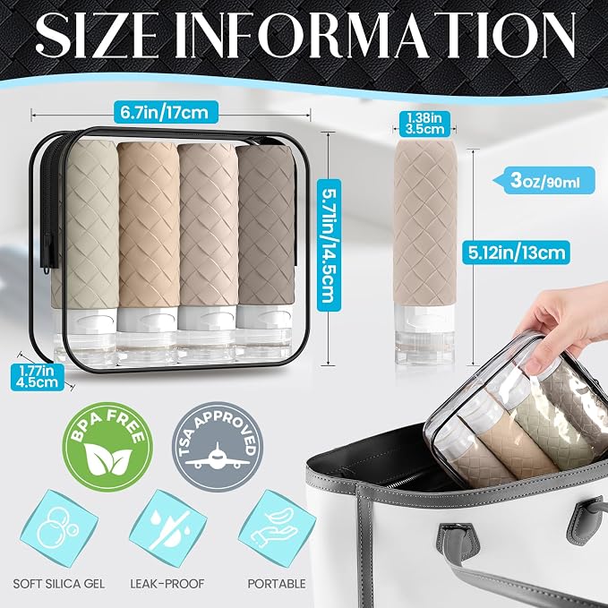 Travel Bottles for Toiletries, TSA Approved Silicone Travel Size Containers for - Image 3