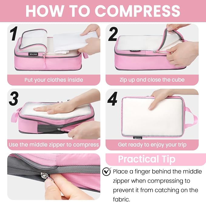 BAGAIL 6 Set Ultralight Compression Packing Cubes Packing Organizer - Image 4