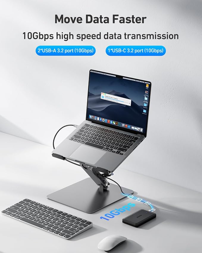 BENFEI Laptop Stand with USB C 6in1 Docking Station, HDMI 4K@60Hz, Gigabit - Image 5