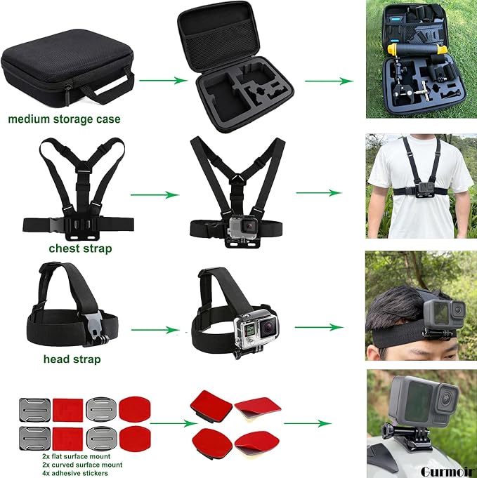Gurmoir Accessory Kit for Osmo Action 5 pro 4/Insta 360 X5 X4 X3/Go Pro Hero13 - Image 7