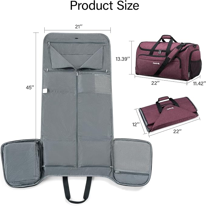 Hanke Carry on Garment Bags for Travel, Convertible Duffle Bag Luggage Bag - Image 5