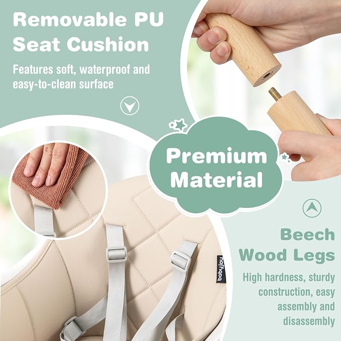 BABY JOY High Chair, 6 in 1 Convertible Wooden Highchair - Image 7