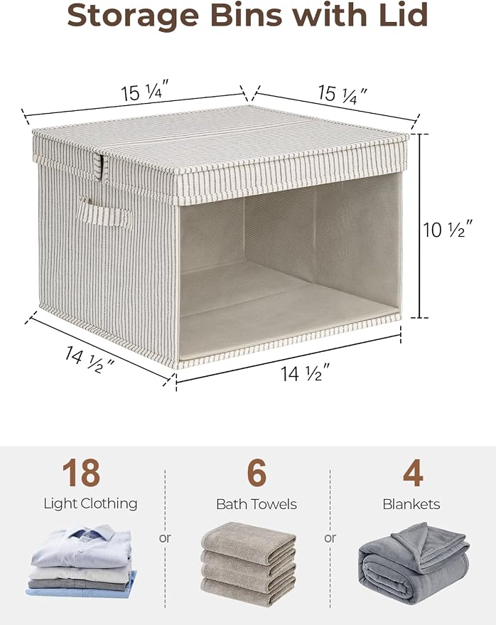StorageWorks Storage Bins with Lid and Clear Window, Fabric Storage Boxes with - Image 2