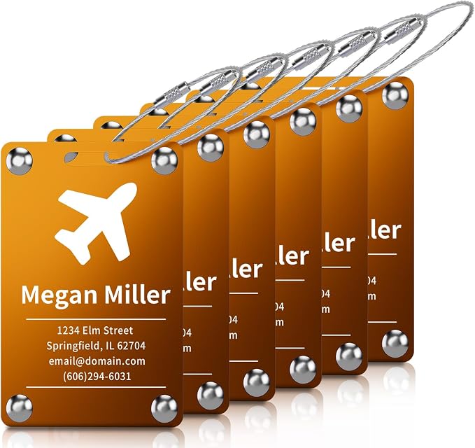 6 Pack Personalized Luggage Tags by Unknown