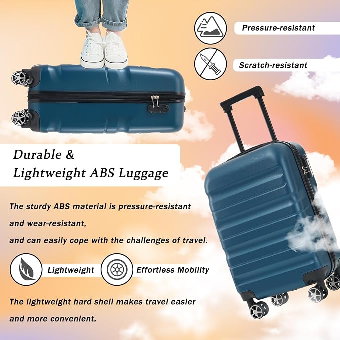 Merax Carry On Luggage Set 20 Inch Hardshell ABS Suitcase Airline Approved - Image 5