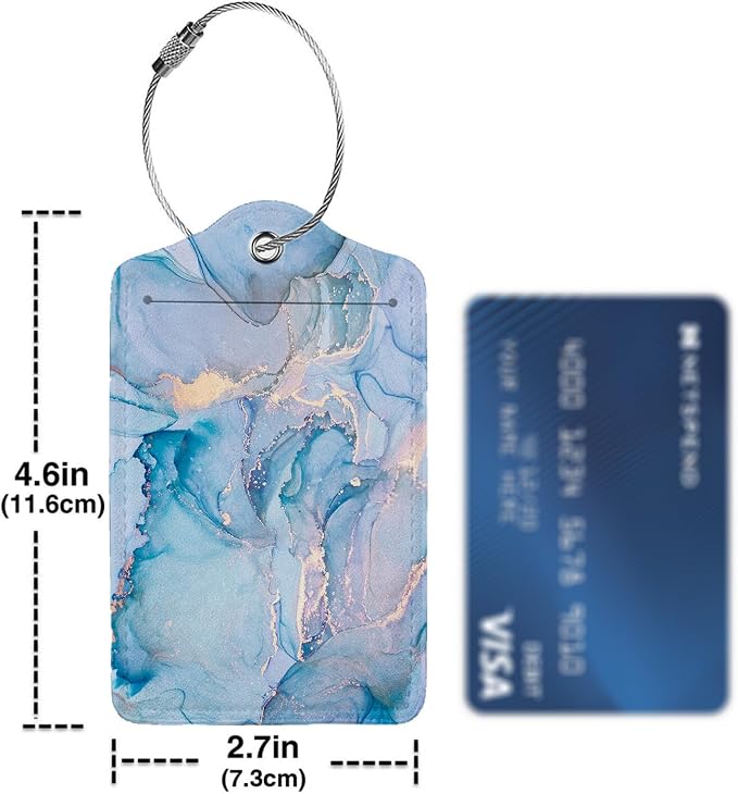 Blue Gold Marble 2 Pack Luggage Tag - Image 4