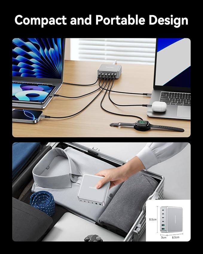 270W USB C Charger Block, Rocoren 6 Port Multi USB-C Charging Station, 100W PD - Image 7