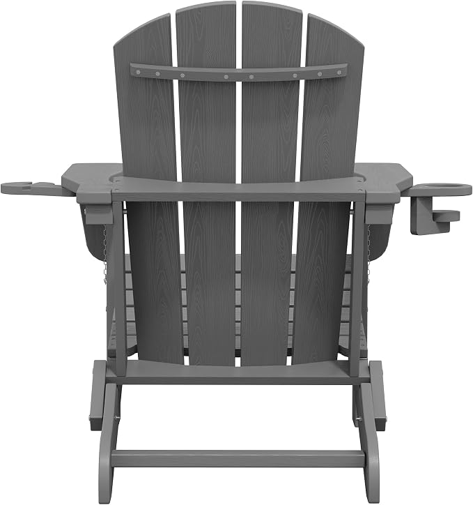 SERWALL Folding Adirondack Chair, Dual Cup Holders & All-Weather HDPE, - Image 5