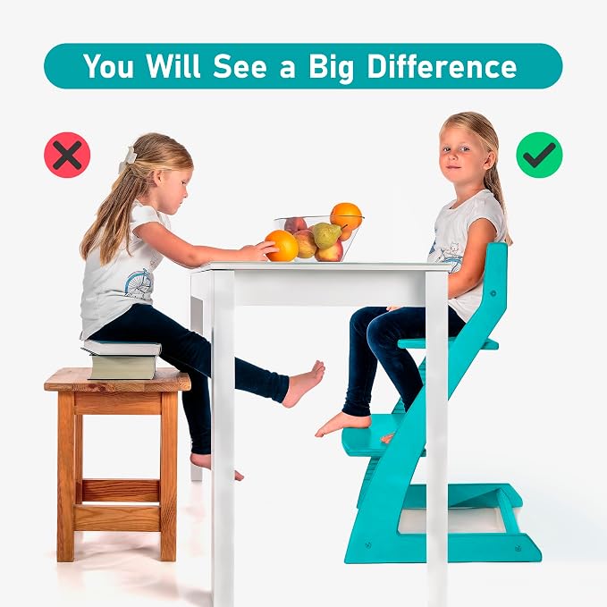 FORNEL Modern Wooden High Chair in Turquoise | The Adjustable Grow-with-Me Chair - Image 5