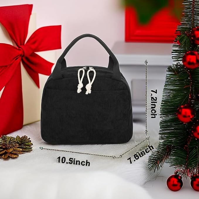Bluboon Lunch Bag for Women Men Cute Corduroy Lunch Tote Bags Reusable - Image 8