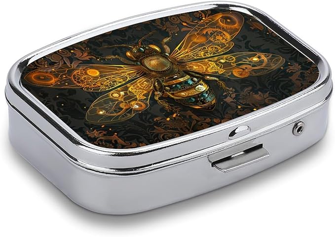 Metal 2 Compartment Pill Organizer Travel Friendly Portable Compact Pill Box - Image 3