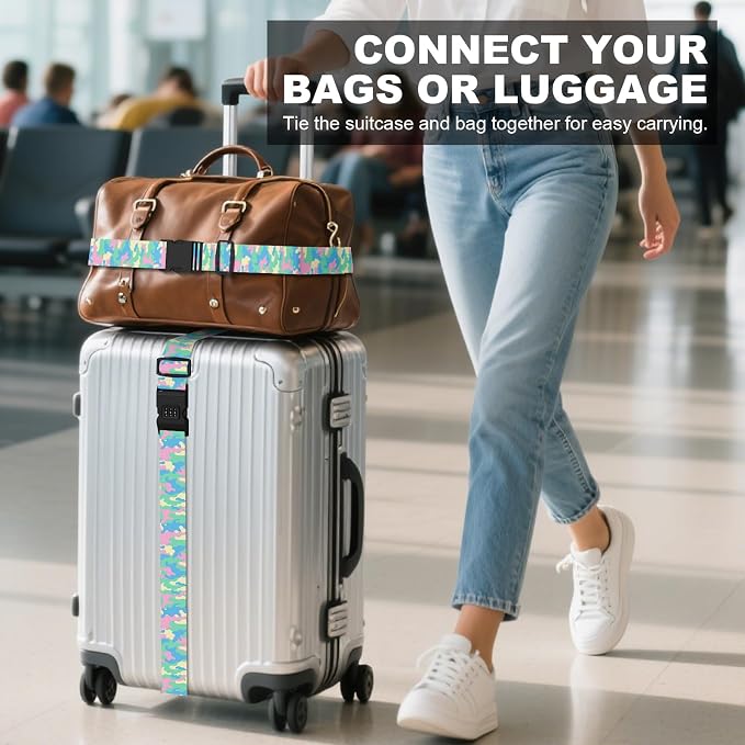 2 Pack Luggage Straps, Adjustable Cute Printing - Image 3