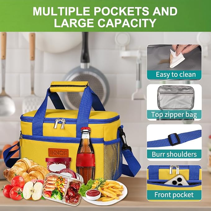 iknoe Large Foldable Cooler Bag, 8.5L Insulated Lunch Bag, Leakproof Lunch - Image 5