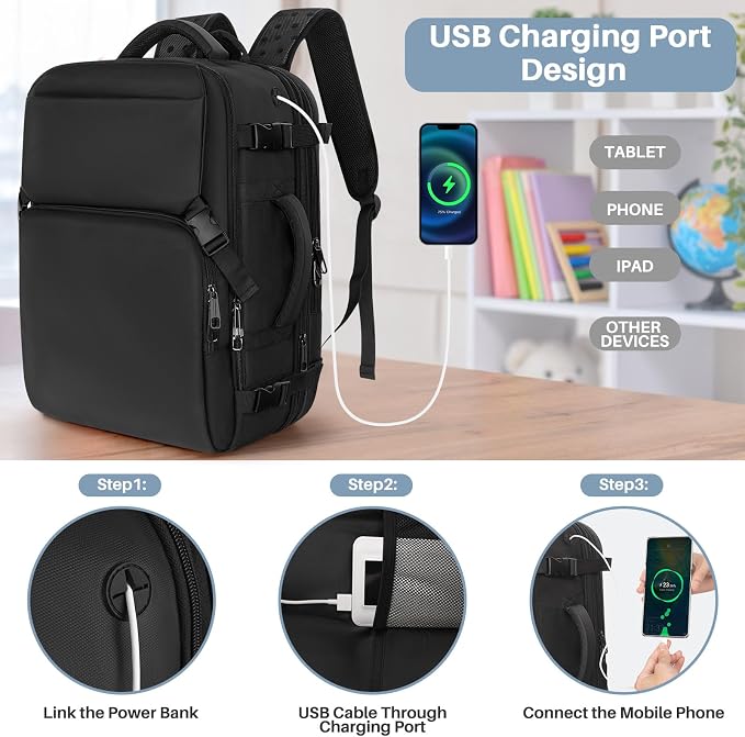 Travel Backpack Carry On Flight Approved, Lightweight Large Travel Backpack - Image 5