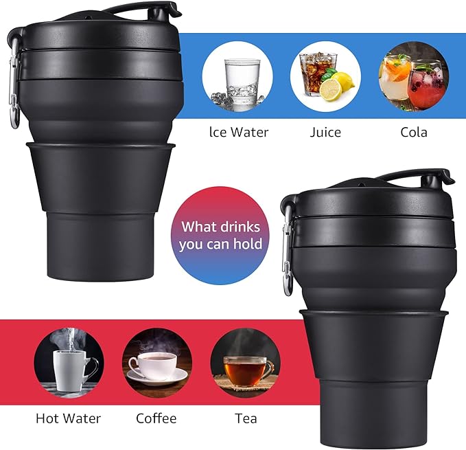Collapsible Coffee Cup, 20 OZ 600ml Silicone Travel Folding Cup, Leak Proof BPA - Image 3
