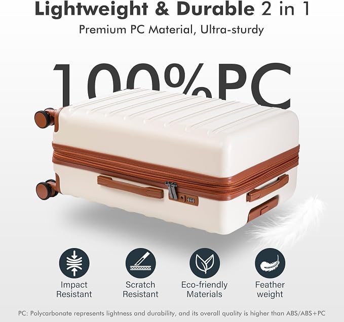luggage sets 3 Piece with Spinner Wheel, 100% PC Material Lightweight Durable - Image 3