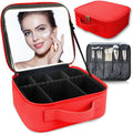 Makeup Bag with Led Mirror, Travel Makeup Organizer with 3 Color Setting by SUILU