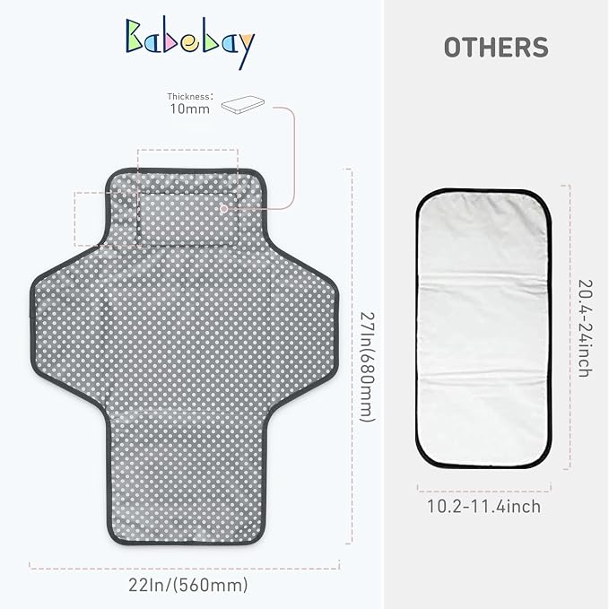 Babebay Waterproof Portable Diaper Changing Pad, Foldable Travel Changing Mat - Image 3