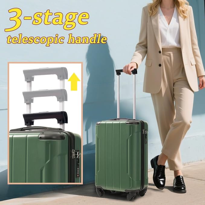Merax Carry on Luggage Set, 20 Inch Hardshell ABS Suitcase - Image 5