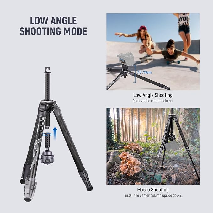 NEEWER LITETRIP LT32 62" Travel Tripod Carbon Fiber - Image 8