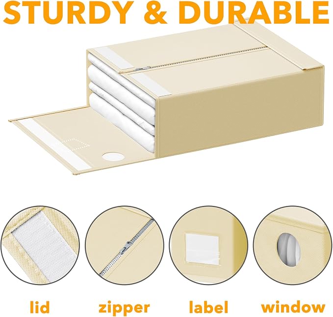 SpaceAid 3 Pack Bed Sheet Organizers and Storage, Foldable Linen Closet - Image 6