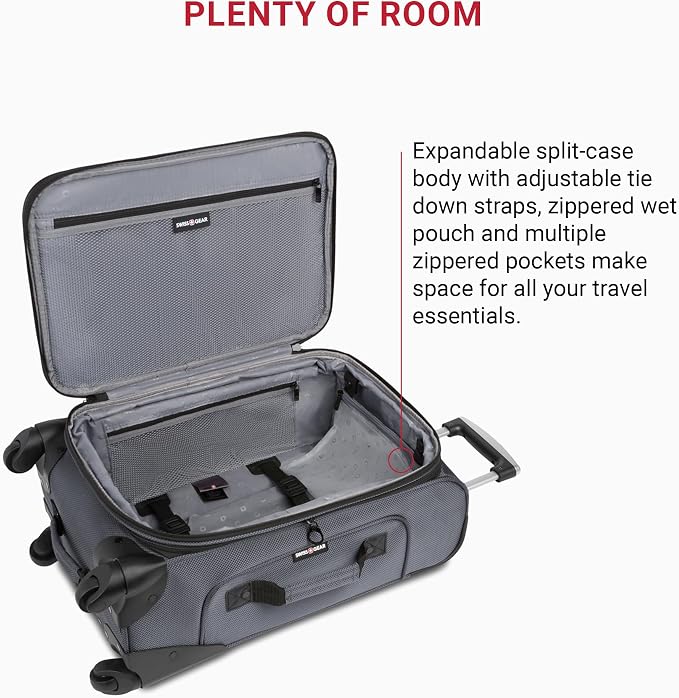 SwissGear Sion Softside Expandable Luggage, Dark Grey, Carry-On 21-Inch - Image 6