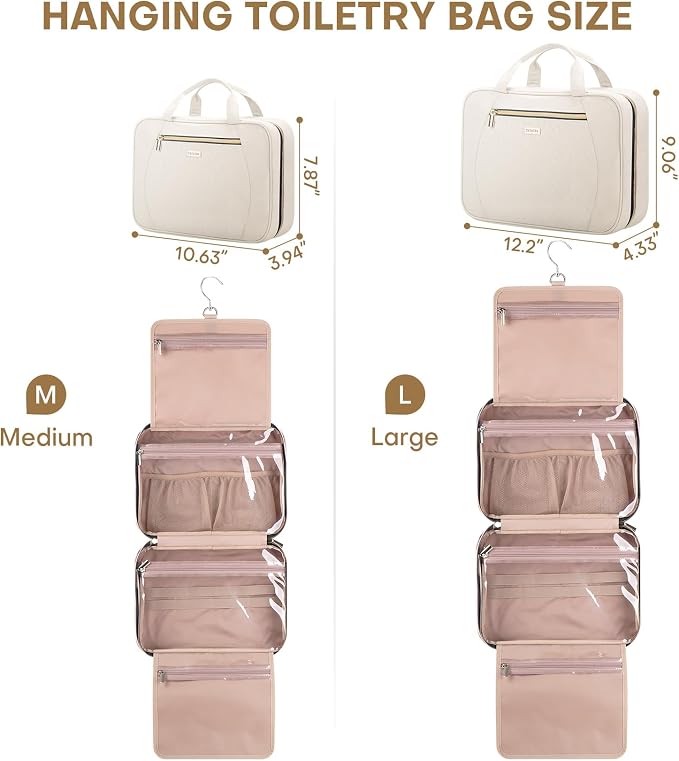 Hanging Toiletry Bag for Women Travel, 2 Sizes Large & Small Waterproof - Image 2