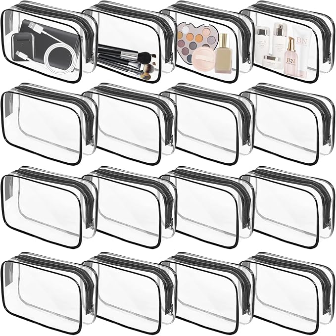 16 Pieces Clear Makeup Bags Bulk, TSA Approved Toiletry Bag by YedsIntu