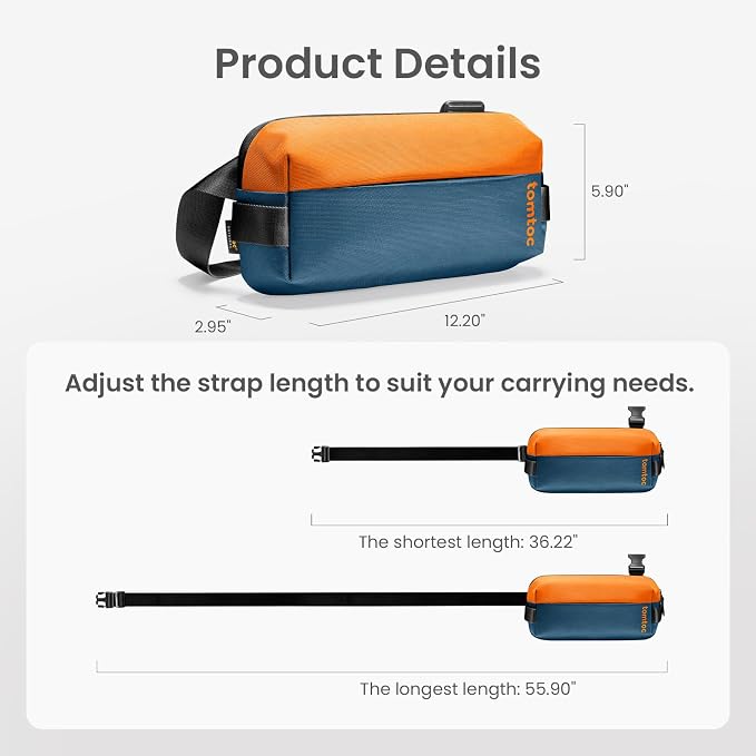 tomtoc Compact EDC Sling Bag, Minimalist Chest Shoulder Backpack Crossbody Bag - Image 7