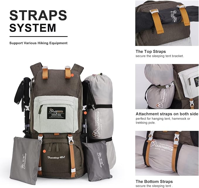 MOUNTAINTOP 40L Hiking Backpack Lightweight Travel Backpack - Image 6