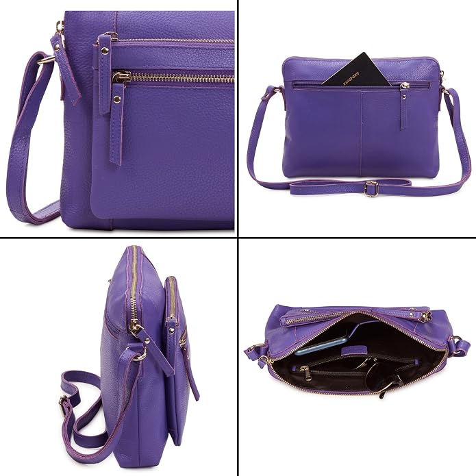 Wise Owl Accessories Small Soft Pebbled Real Leather Crossbody Handbags Purses - Image 6