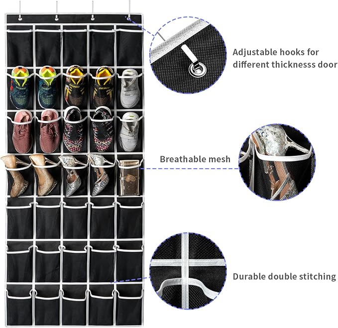 35 Pockets Over the Door Shoe Organizer, Hanging Shoe Organizer - Image 5
