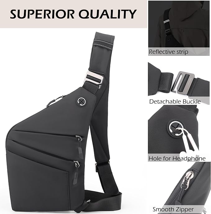 Anti Theft Crossbody Bags for Women Men, Slim Sling Bags - Image 5